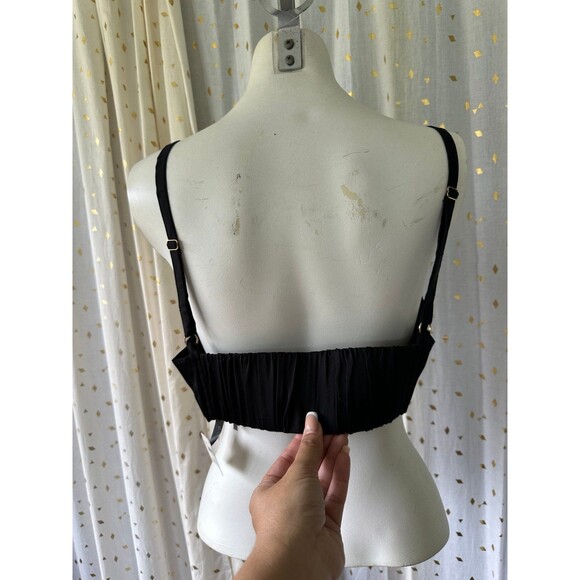 By Anthropologie NWT Gathered Elastic Back Adjustable Straps Satin Micro Bra L - Picture 5 of 8